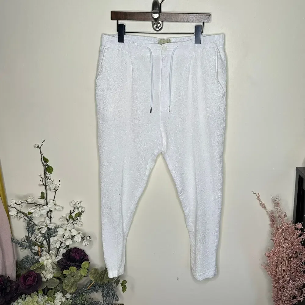 SALTY WEEKEND Mykonos Seersucker Pants White Sz XL $158 {A1}